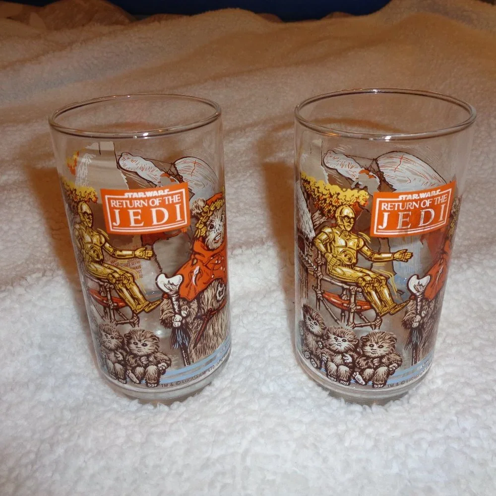 Vintage Retro Star Wars Return of the Jedi Burger King Glasses 1983 (set of 2)